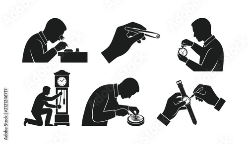 Watchmaker repairing clocks and timepieces