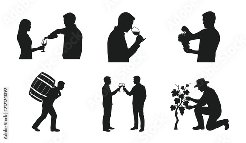 Wine-themed social and vineyard vector icons