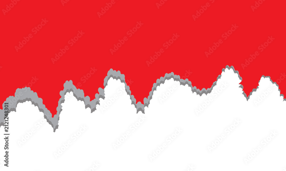 Obraz premium Abstract vector graphic illustration showing torn paper edges with a vibrant red background and white space for creative artistic design