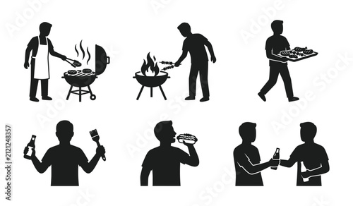 People enjoying barbecue and socializing outdoors