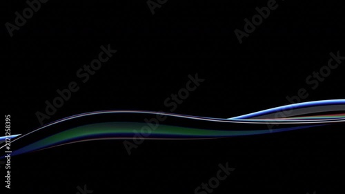 Abstract glass wave on a black background, 4k seamless loop 3d animation