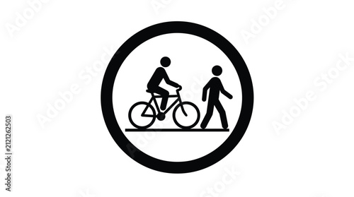 Bicycle and pedestrian path sign regulates movement in a public space.