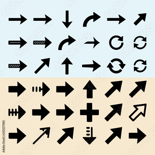 Minimalist black arrow icons set for web navigation and user interface design.