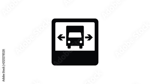 фотографія Truck lane restriction sign displays a vehicle silhouette with arrows indicating allowed movement