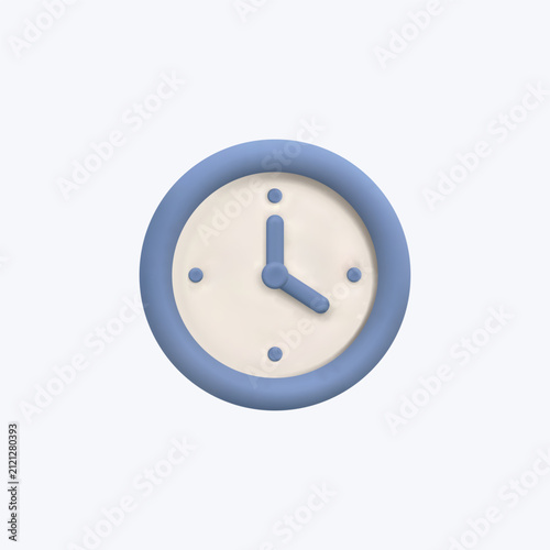 Minimal 3D Clock Icon Vector Illustration for Time Management, Schedule, Reminder and Business App UI