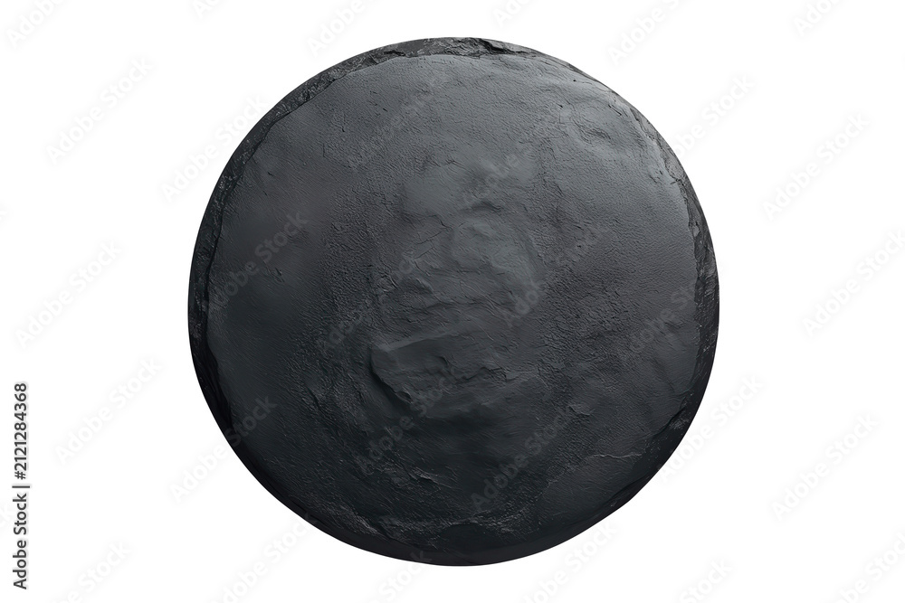 Naklejka premium Round black slate serving plate with rough surface