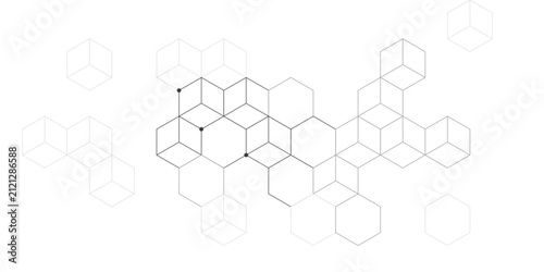 Abstract silver grey hexagonal lattice science background, science and data connection lattice, modern design for banner, presentation and cover.