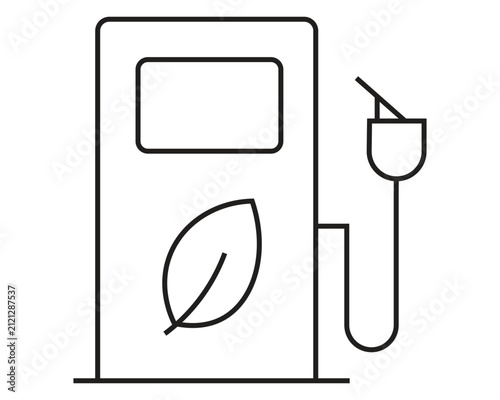 Bild auf Leinwand Eco fuel station dispenser icon with leaf symbol and nozzle vector gas station f