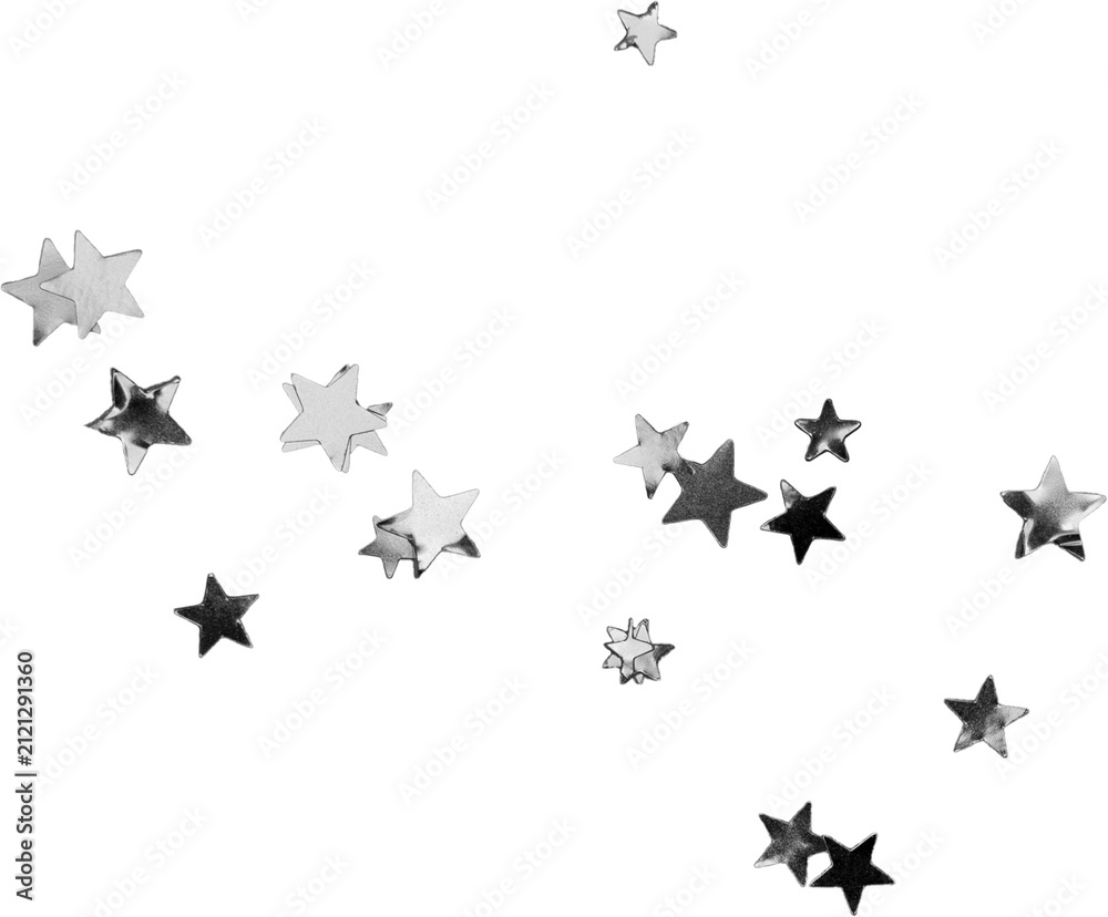 Fototapeta premium Silver Glitter Star Confetti Decoration