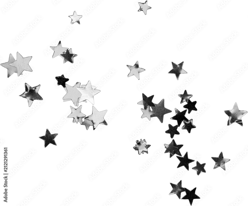 Fototapeta premium Silver Glitter Star Confetti Decoration