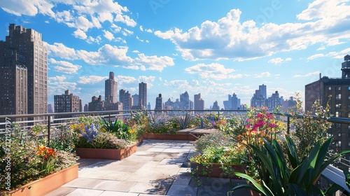 Stunning Rooftop Garden with City Skyline View