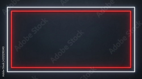 Indonesia Independence Day Background with Glowing Red and White Neon Frame on Slate