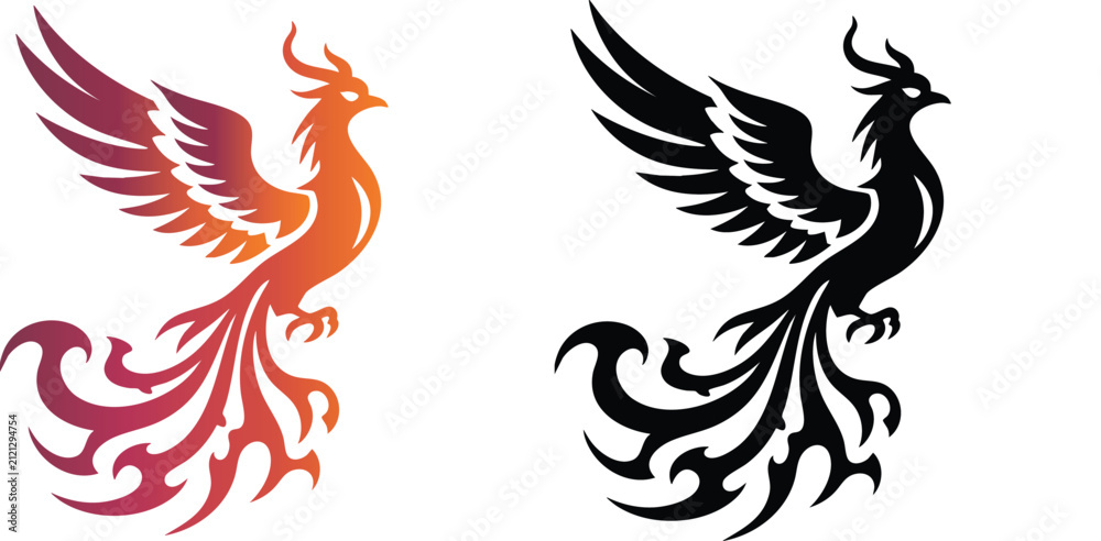 Fototapeta premium minimalist, coiled tribal dragon logo , Red and yellow dragon, dragon tattoo, Red dragon, wild dragon 