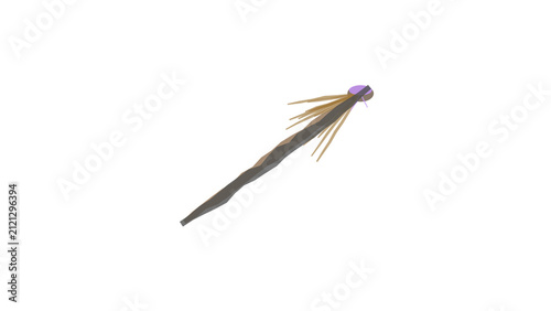 Fotografie Spooky Halloween witch hat with purple bow and black feather, isolated on transp