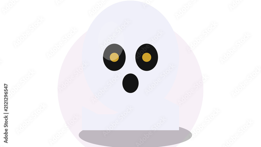 Obraz premium Cute ghost character with yellow eyes and black mouth, isolated on transparent background