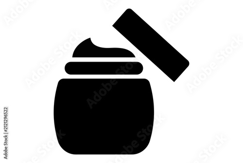 Minimalist cosmetic cream jar icon, black silhouette skincare container vector, beauty product packaging