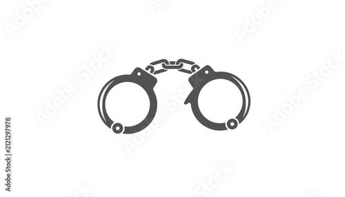 Solid grey handcuffs icon representing law enforcement police arrest or security on a white background.
