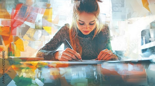 Creative Mind: A Young Woman's Focused Artistic Endeavor
