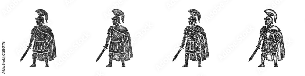 Obraz premium Monochrome sketch roman centurion icon design set