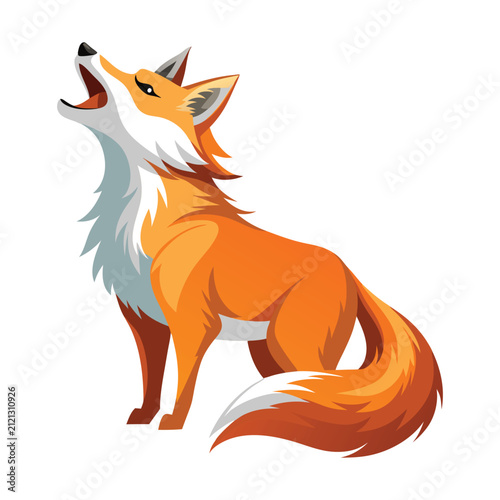 Foto Elegant Red Fox Howling Vector Illustration