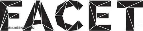 Foto Geometric black typography spelling facet with triangular polygon facets and sha