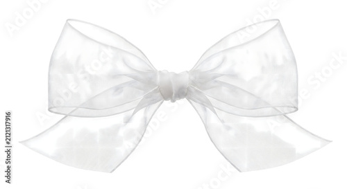 Fotografía Large white sheer organza ribbon bow on transparent background