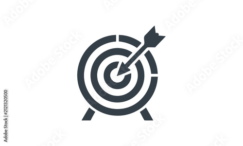 Editable vector icon of a target with an arrow hitting the bullseye for business and marketing concepts