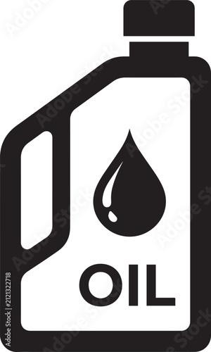 Motor Oil Container Icon Vector, Engine Lubricant Bottle Symbol, Automotive Oil Can Silhouette, Black Flat Service Icon .