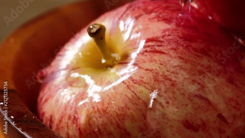 Fresh Red Apple with Water Droplets on Its Skin