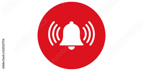 Red ringing bell icon in a circle on a transparent background symbolizing alert and notification.