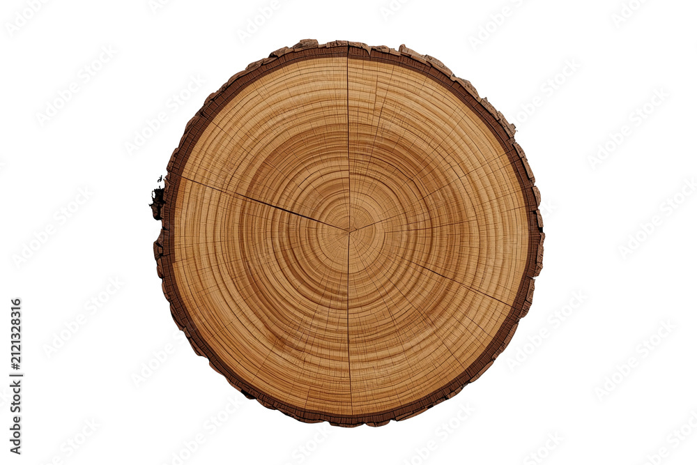 Obraz premium Round tree trunk cross section with bark