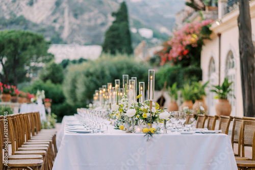 Elegant destination wedding dinner at Grand Hotel Timeo Sicily
