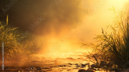 Misty river sunrise