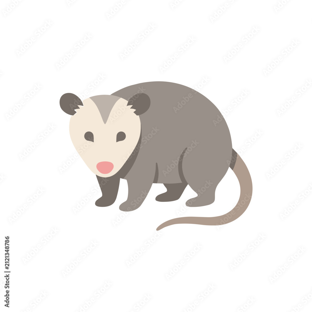 Fototapeta premium Cute sleeping opossum curled in a circular minimalist design