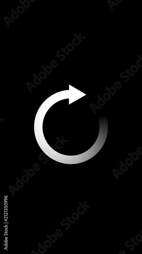 Animated circular arrow loading mark with black background