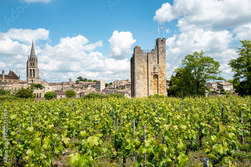Felsenkirche und Wehrturm La Tour du Roy, Saint-Émilion, Frankreich
