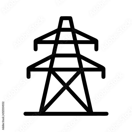 Outline Handdrawn Power Line Tower Structure Symbol Icon