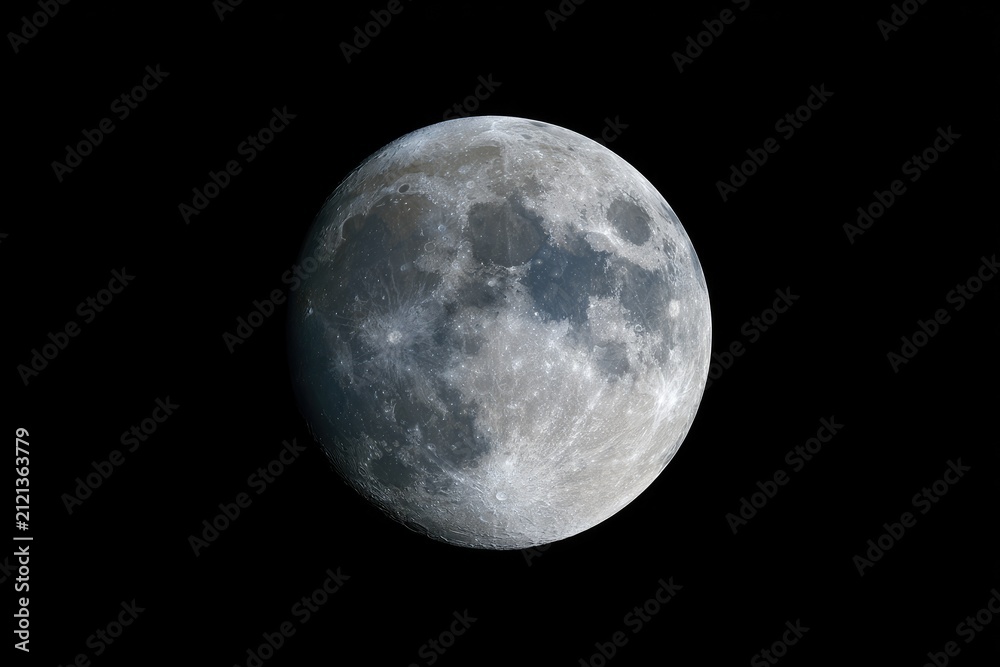 Fototapeta premium Detailed Close-up View of the Full Moon Against a Black Sky.