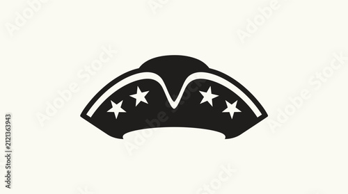 Black silhouette of a historic colonial tricorn hat with stars.