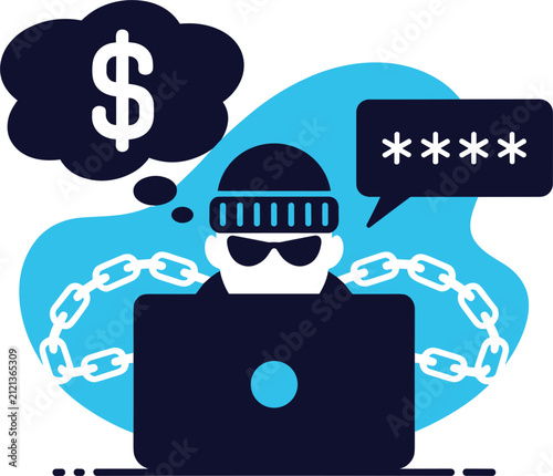 Cyber Security Hacker Data Protection Privacy and Online Fraud Illustration