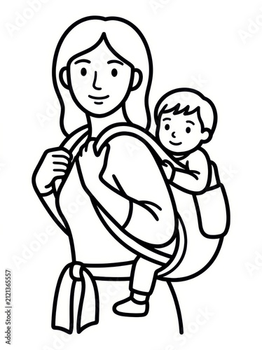 Mother carrying baby in a sling