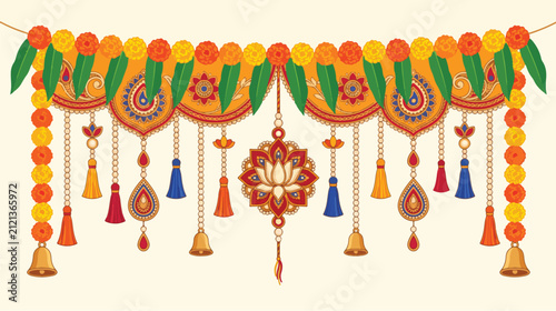 Indian toran bandhanwar door hanging illustration