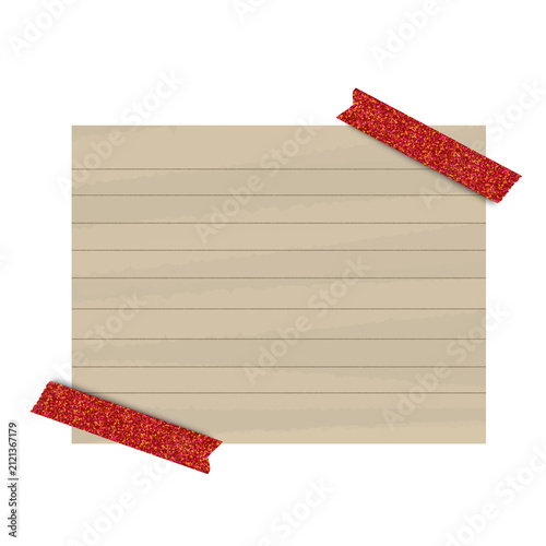 blank paper with red ribbon, sticky paper with washi tape