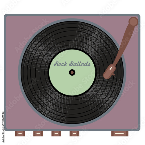 Vinyl disk retro player style illustration vector art decor design 70s, 80s, 90s music pattern	
