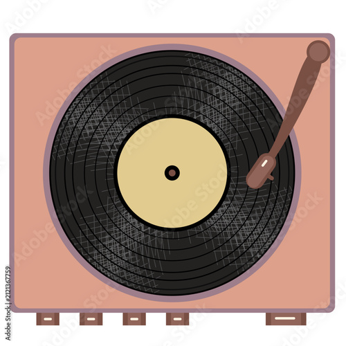 Vinyl disk retro player style illustration vector art decor design 70s, 80s, 90s music pattern	
