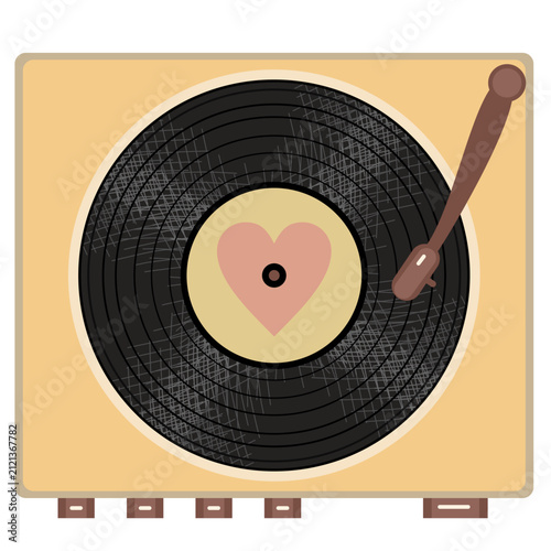 Vinyl disk retro player style illustration vector art decor design 70s, 80s, 90s music pattern	
