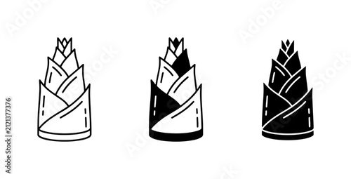 Foto 70 Bamboo Shoots Vector Icons, Fresh Spring Vegetable Illustrations, Healthy Foo