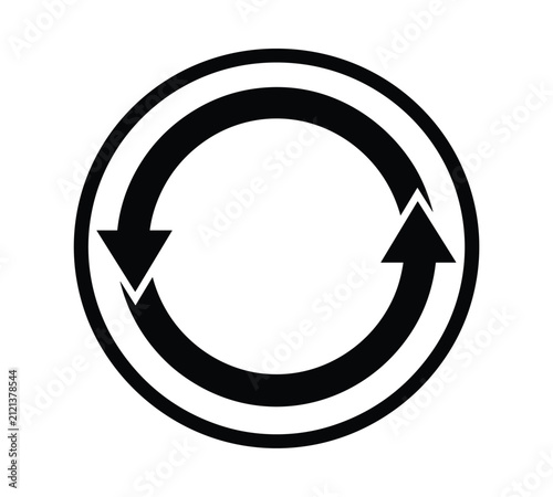 Circular Arrows Icon: A minimalist circular arrow icon symbolizing refresh, repeat, or reload, often used in user interfaces and digital contexts.