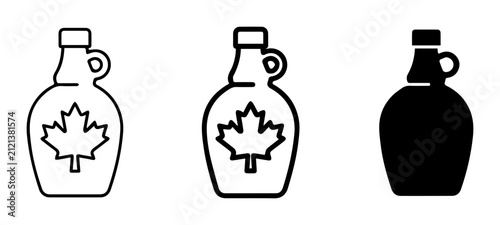 Maple Syrup Bottle Icons, Canadian Sweetener Container Vector Graphics, Food Ingredient Symbol Collection