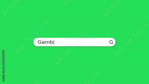 Green screen search bar typing animation with Gambia travel query. Flat minimal chroma key design. Perfect for travel, news, social media and marketing content.